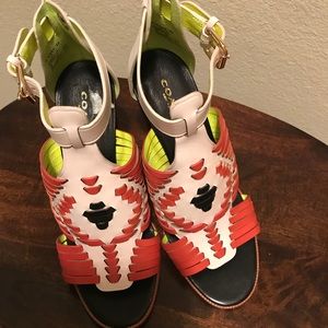 Coach multi- color leather heels